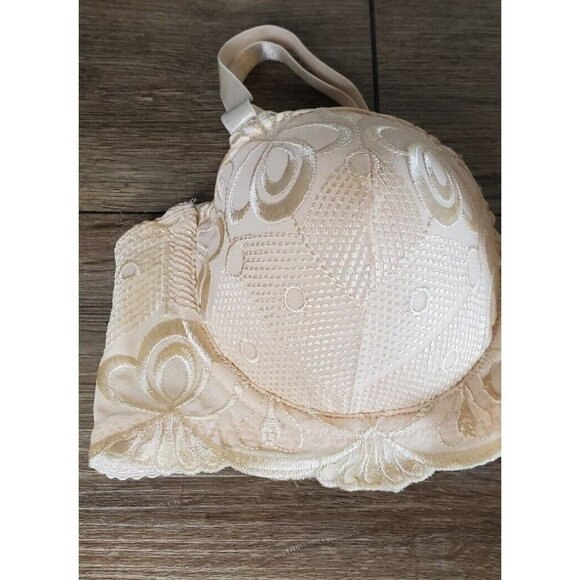 Donna‎ L'oren Peach Embroidered Push Up Bra Size 34C - Picture 2 of 4